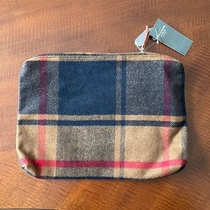 Abercrombie & Fitch Plaid Navy, Brown, and Red Pouch